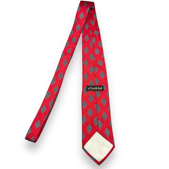 X'andrini 100% Silk Dress Tie Made in USA Geometric Medallion Print 60" 3.5" - Picture 3 of 11